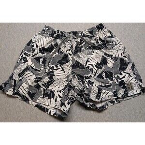 Nike Logo Collage All Over Print Black Swim Trunks Shorts Men's Sz L No Liner